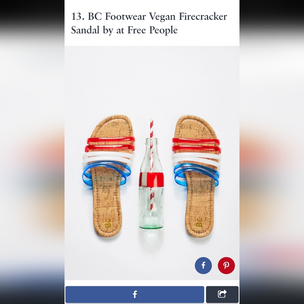 BC Footwear Firecracker vegan sandals, red/white/blue straps, Size 8, EUC - Picture 7 of 8